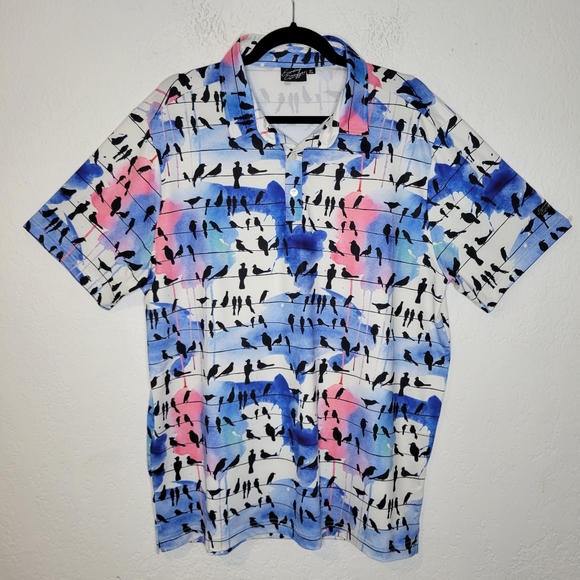 Sunday Swagger Other - Sunday Swagger Short Sleeve Polo Size XL, Black Birds, Performance Golf Shirt